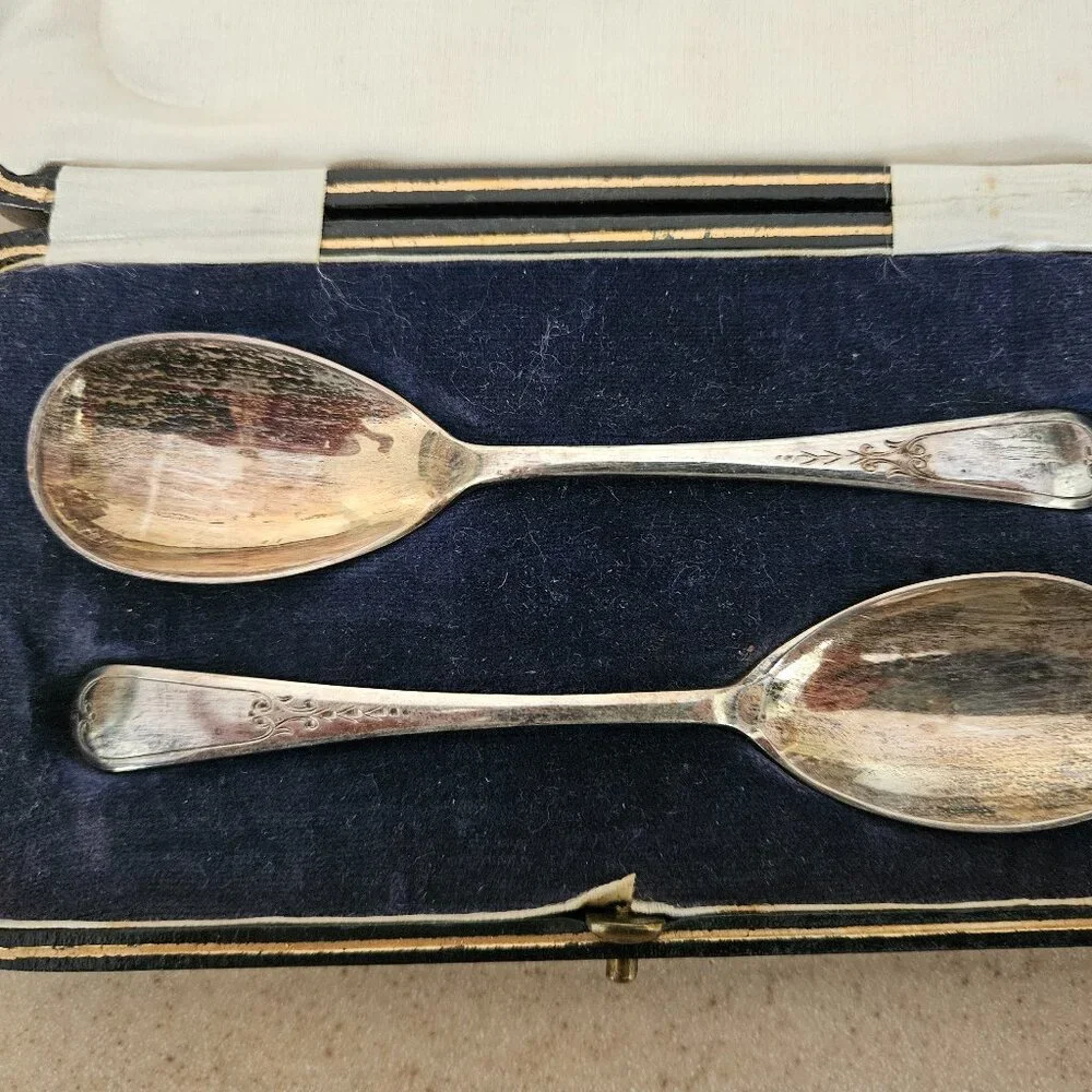 RARE VINTAGE ANTIQUE ART DECO ENGLISH BP BENJAMIN PEMBERTON SILVER SPOON SET BOX